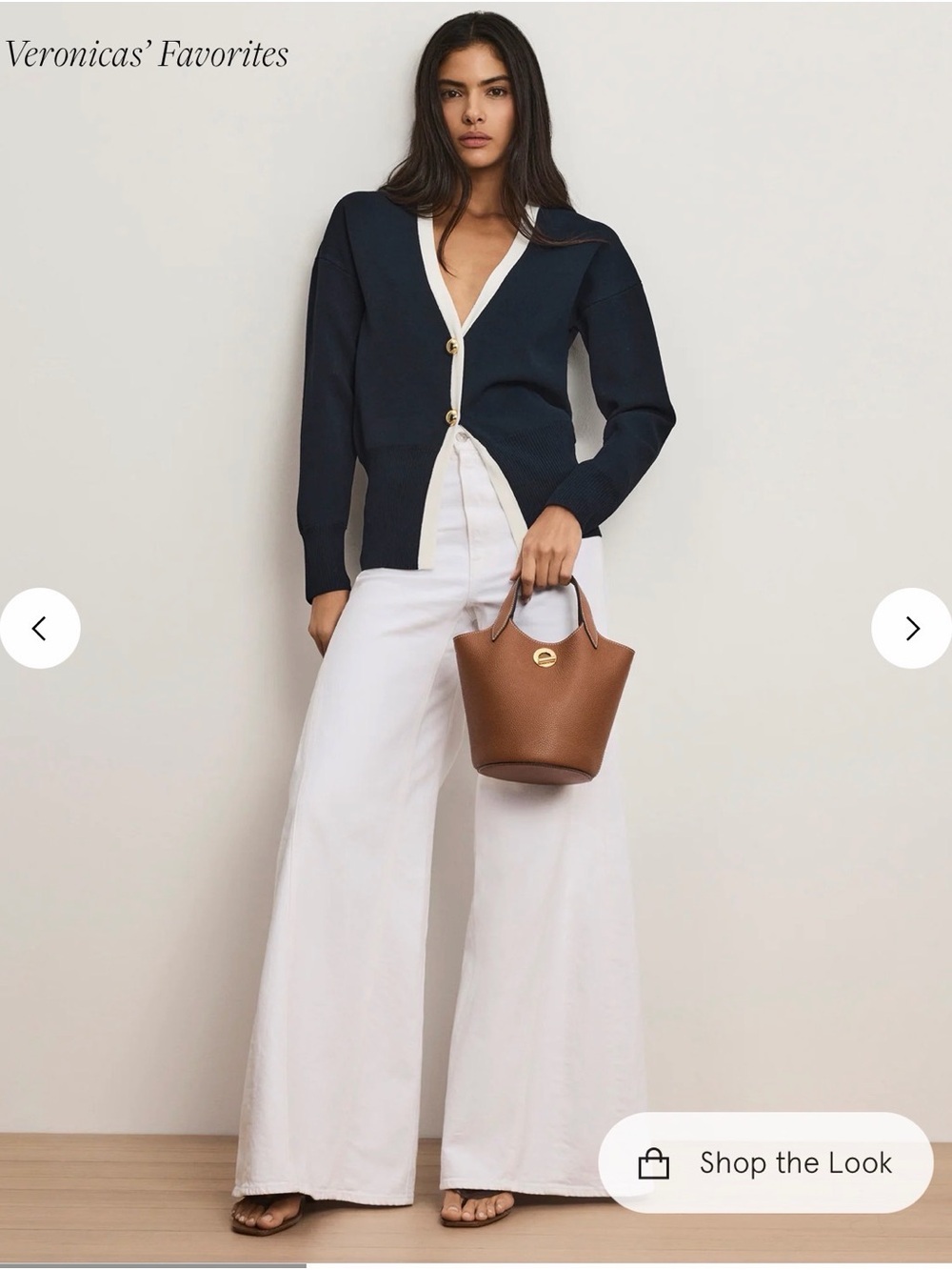 Veronica Beard Navy Cardigan with White Trim and Gold Buttons
